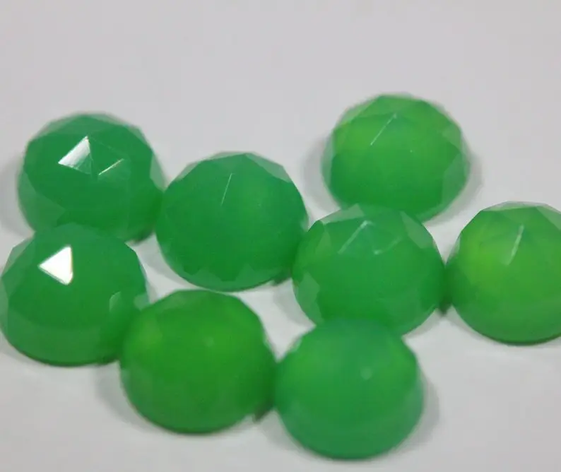 7Mm Natuurlijke Chrysoprase Stenen Ronde Rozen Gesneden Cabochon Edelsteen Groothandelsprijs Natuurlijke Aaa Top Kwaliteit Edelsteen Lage Prijs