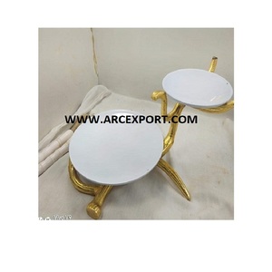 Bol de service décoratif de table au design fantastique Base en bois de cerf en métal de qualité supérieure avec bol blanc pour une utilisation en hôtel à prix flexible - Product Image 1
