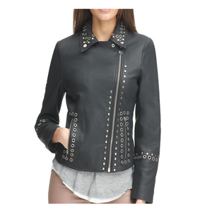 Chaqueta reversible de cuero para mujer, prendas de vestir exteriores de dos tonos elaboradas con estilo para looks versátiles de moda de día a noche - Product Image 1