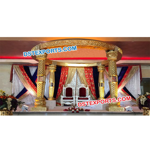 Fibra DE BODA Jali botella cristal Mandap fibra tallada dorada Mandap conjunto boda Mandaps fabricante Top Mandap boda conjunto EE. UU. - Product Image 1