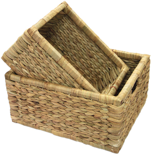 Cesta de jacinto de agua hecha a mano Natural Ecológico Cubo de almacenamiento decorativo ligero Organizador de cocina duradero - Product Image 3