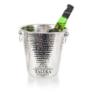 Best Quality Bucket with Ring Knob Stainless Steel Champagne Ice Wine Bucket