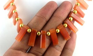 Piedra Natural de jaspe de Coral de manzana, cuentas de forma rectangular facetadas, Briolette hermoso, fabricación al por mayor, joyería artesanal - Product Image 5