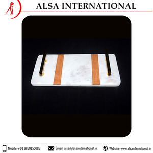 Pedido a granel Decoración de moda Impreso personalizado Mármol blanco Mezcla de madera Bandeja DE SERVICIO DE METAL Comprar a un proveedor de confianza. - Product Image 3