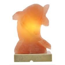 Lampe à sel créative avec Base en bois et cordon, fabriqué avec le sel himayen en en forme de dauphin, décoration - Product Image 3