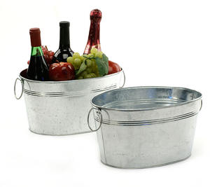 High Quality Galvanized <b>Oval</b> Metal Tub Classic Home & Garden Decor Flower <b>Pot</b> & Planter - Product Image 3