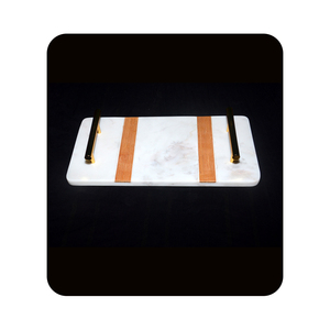 Pedido a granel Decoración de moda Impreso personalizado Mármol blanco Mezcla de madera Bandeja DE SERVICIO DE METAL Comprar a un proveedor de confianza. - Product Image 1