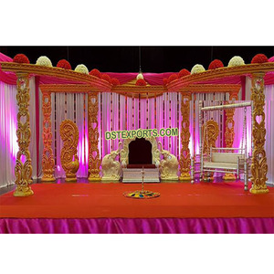 Srilankan boda estilo abierto Mandap/escenario boda india Pavo Real pilares Mandap Srilankan boda mariposa diseño Mandap - Product Image 1