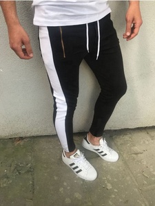 Pantalon d'entraînement de gym Hipster Jogger pour homme avec pantalon à fermeture éclair à la cheville Vente entière Logo personnalisable à rayures latérales - Product Image 2