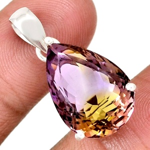 Ametrine-colgante de Plata de Ley 925 con gema Natural, colgante hecho a mano con piedra curativa de corte de pera - Product Image 1