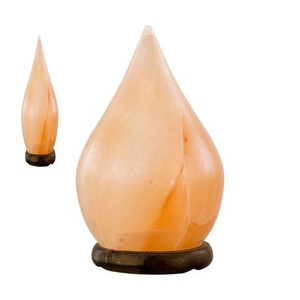 Lampe de sel rose en cristal de l'Himalaya Gradateur décoratif en forme de goutte de pluie et base en bois Style sculpté pour le thème Feng Shui - Product Image 6