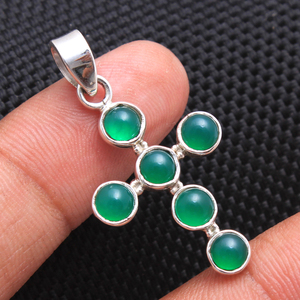 925 Sterling Silver <b>Cross</b> Pendant Handmade Christmas Special Jewelry with Moonstone Garnet Turquoise & Onyx Gemstones for Gift - Product Image 1