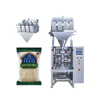 Saco de plástico totalmente automático de 1kg-5kg, máquina de embalagem de arroz alimentar com partículas de granel