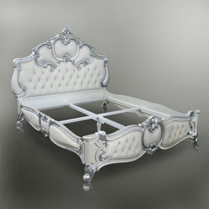 Lit King Size Crown, couleur perle avec argent - Product Image 1