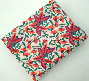 Đa Màu Ấn Độ Tay Khối Hoa In Vải Bông Tự Nhiên Tay Làm Quilting Vải Váy Và Kurti Làm Vải