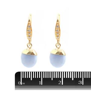 Pendientes de ópalo azul de 26 a 27 MM, con alambre de oreja de circón de plata de ley, forma ovalada, oro galvanizado - Product Image 2
