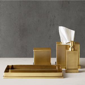 De acero inoxidable de latón antiguo accesorios de baño conjunto de 4 piezas de baño conjunto de papeleras bomba de dispensador de jabón titular de cepillo de dientes - Product Image 1