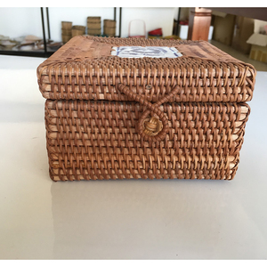 Vietnamese square rattan tissue box