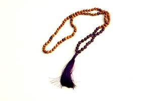 Unisexe 108 Perles Long Yoga Mala Collier Spirituel Méditation Prière Améthyste Bois De Santal Perles Chaînes Bouddhisme OEM Dropshipping - Product Image 5