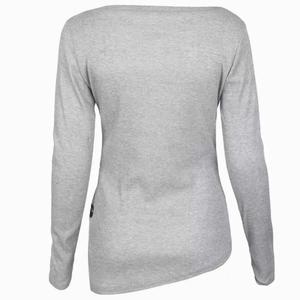 Camisetas de manga larga con botones delanteros para mujer, 100% de algodón, transpirables, ecológicas, a la moda, para colección de otoño - Product Image 3