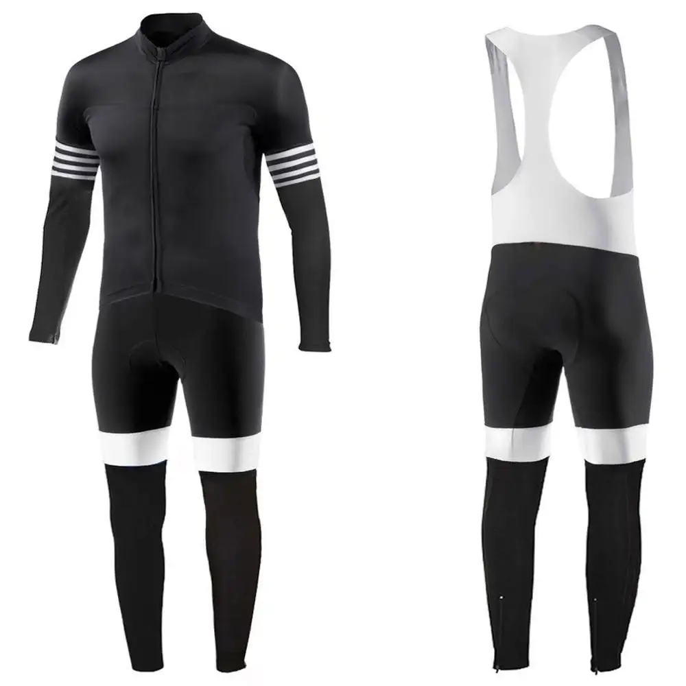 Wielertrui Set Lange Mouwen Mannen Jersey Bib Broek