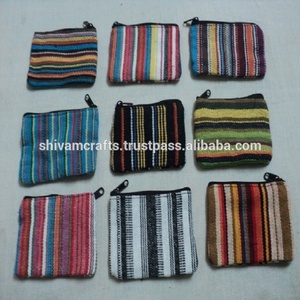 กระเป๋าใส่เหรียญลายทางทำจากผ้าฝ้ายกระเป๋าใส่เหรียญเป็นจำนวนมากกระเป๋าใส่เหรียญดีไซน์ลายทางจากผ้าคอตตอนอินเดีย - Product Image 2
