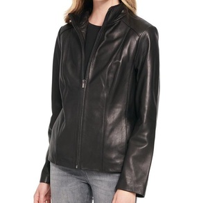 Chaqueta de motorista de cuero para mujer, ropa de calle de alta calidad, ropa de abrigo con ajuste de carreras, cremallera personalizada, moda de cuero Real para mujer - Product Image 3