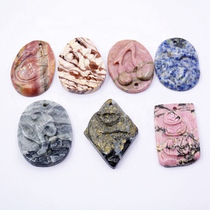 Unieke Natuurlijke Edelsteen Hanger Hand Gesneden Stenen Sieraden Maken Agaat Fluoriet Rhodoniet Sodalite Boho Vintage Originele Charme