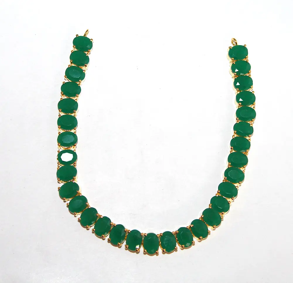 Kualitas Terbaik 41.79g AAA + anting lapis emas zamrud indah & Set kalung perhiasan modis untuk grosir