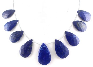Pierres précieuses bleues à facettes en forme de poire Lapis Lazuli naturel Concentration d'éveil perles de Briolette vente en gros - Product Image 2
