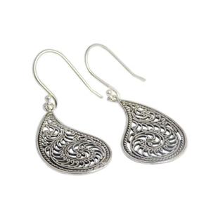 Boucles d'oreilles en argent Sterling 925 massif faites à la main avec lunette en rhodium fantaisie bijoux de qualité d'exportation pour les cadeaux d'anniversaires - Product Image 1