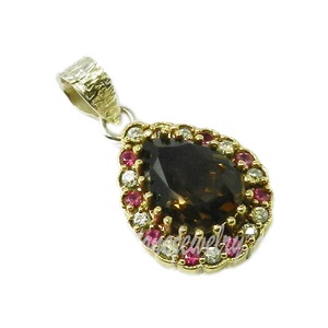 Genuino Natural Smokey cuarzo CZ Multi piedra preciosa colgante hecho a mano plata joyería fina colgantes y dijes - Product Image 1