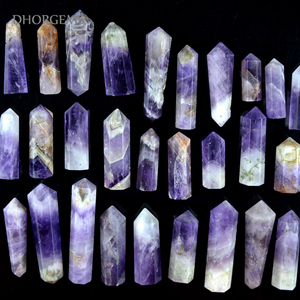Punta de Amatista Terminada Individualmente al por Mayor, Piedra Preciosa de Cuarzo Lápiz, Cristal Curativo Pulido, Decoración Ecológica para el Hogar - Product Image 1