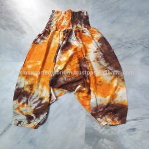 Nuevo rayón multicolor Tie Dye señoras Harem pijamas/pantalones estilo informal de verano con cierre de cordón al por mayor de La India - Product Image 2