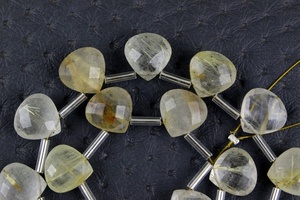 Cuentas de cuarzo rutilo dorado Natural de 10mm de alta calidad, Briolette en forma de corazón facetado para hacer joyas para el cabello - Product Image 4