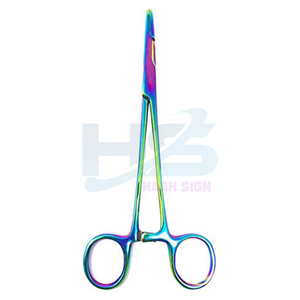 Porte-aiguille Mayo-Hegar Mâchoires droites en acier revêtues de titane Pince chirurgicale manuelle avec couleur plasma bleu - Product Image 3