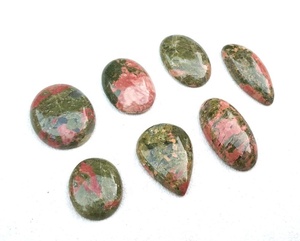 ธรรมชาติ Unakite แจสเปอร์อัญมณีหลายรูปร่างเรียบ CabochonsJewelry ทำหินคอลเลกชันสไตล์ตัดขายส่ง - Product Image 1