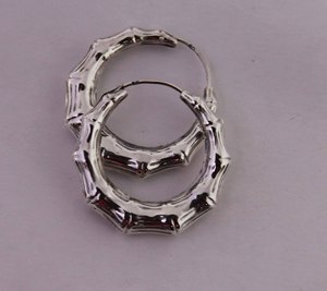 Aros de plata de bambú Excelente calidad Plata de Ley 925 Pendiente colgante hecho a mano Exportador de joyería de diseñador de plata - Product Image 3