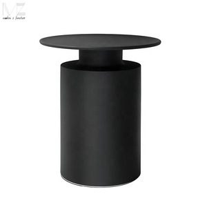 Vintage Industrial Small Aluminium <strong>Round</strong> Chair <strong>Side</strong> End Service <strong>Table</strong> Matte <strong>Black</strong> Coffee <strong>Side</strong> <strong>Table</strong> for Living Room - Product Image 5