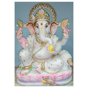 หินอ่อนที่ทำด้วยมือพระพิฆเนศรูปปั้น - Product Image 1