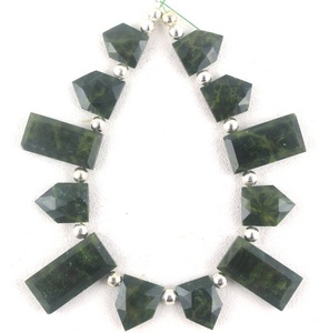 Pierre précieuse de jaspe vert naturel à facettes en forme de pentagone et de rectangle perles en vrac pour la fabrication de bijoux faits à la main - Product Image 2