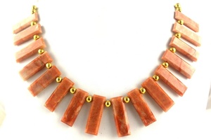 Perles de haute qualité, 1 brin, pomme naturelle, corail, jaspe, forme rectangulaire, à facettes, pour la fabrication de bijoux - Product Image 3