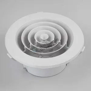 China Factory Cheaper Plastic Air Grille Round Ceiling Air Diffuser with butterfly damper in White Color for air conditioning