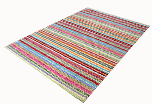 Ensembles de tapis indiens faits à la main, modernes, à rayures hirsutes, en laine rouge, à usage commercial, pour décoration d'intérieur - Product Image 2