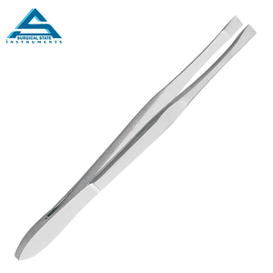 Best Quality Professional J2 Stainless Steel Eyebrow Extension Tweezers Finishing Polish <b>Plain</b> Tweezers with Slanted Tip - Product Image 1