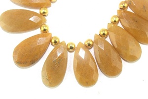 Gema de Aventurina amarilla Natural, cuentas de Briolette con forma de pera facetadas para fabricación de joyas, buena calidad, 1 hilo - Product Image 4