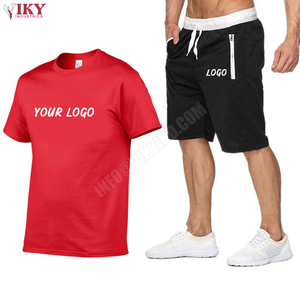 Nouvelle mode T-Shirt Shorts hommes coton Gym manches courtes décontracté homme t-shirt merveille t-shirts hommes t-shirts 2 pièces logo personnalisé - Product Image 1