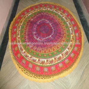 <b>Tie</b> Dye Mandala Printed round Cotton Tapestry Knitted Big Multi-Colour Mandala Tapestry - Product Image 4