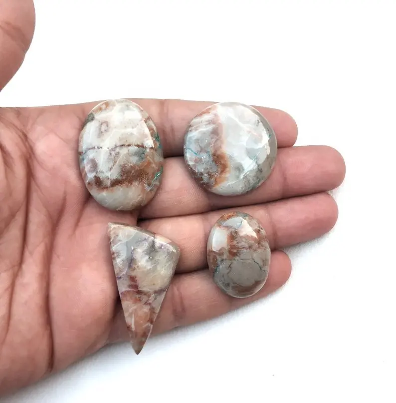 Multi Shape Smooth Natural Ocean Jasper Loose Gemstone Smooth Flat Back Cabochons Making Handmade Jewelry