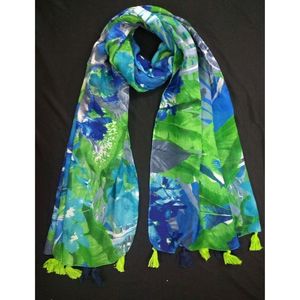 CRAFTSHUB Light Weight Soft Poly Voile Floral Prints Lady Scarf From Rajasthan All Seasons Needle Detection - Product Image 1